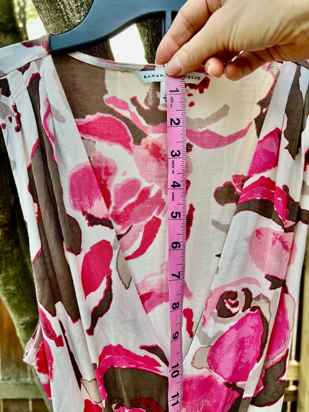 Chic Banana Republic Midi Maxi Silk Cotton Wrap Dress Sleeveless Floral L - Picture 5 of 14